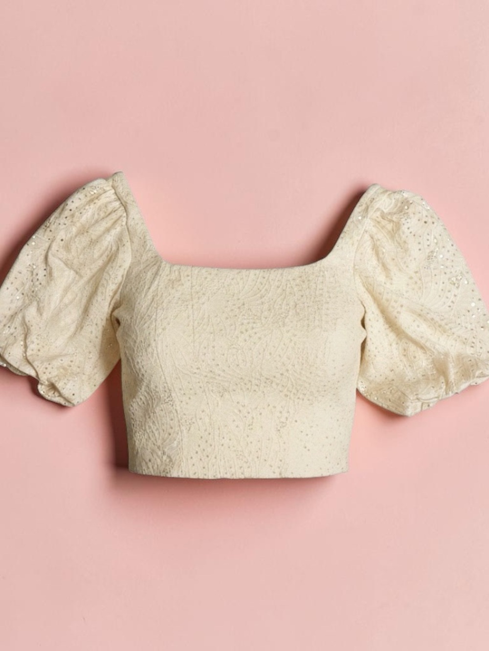 Reitmans Cream Puff-Sleeve Eyelet Crop Top